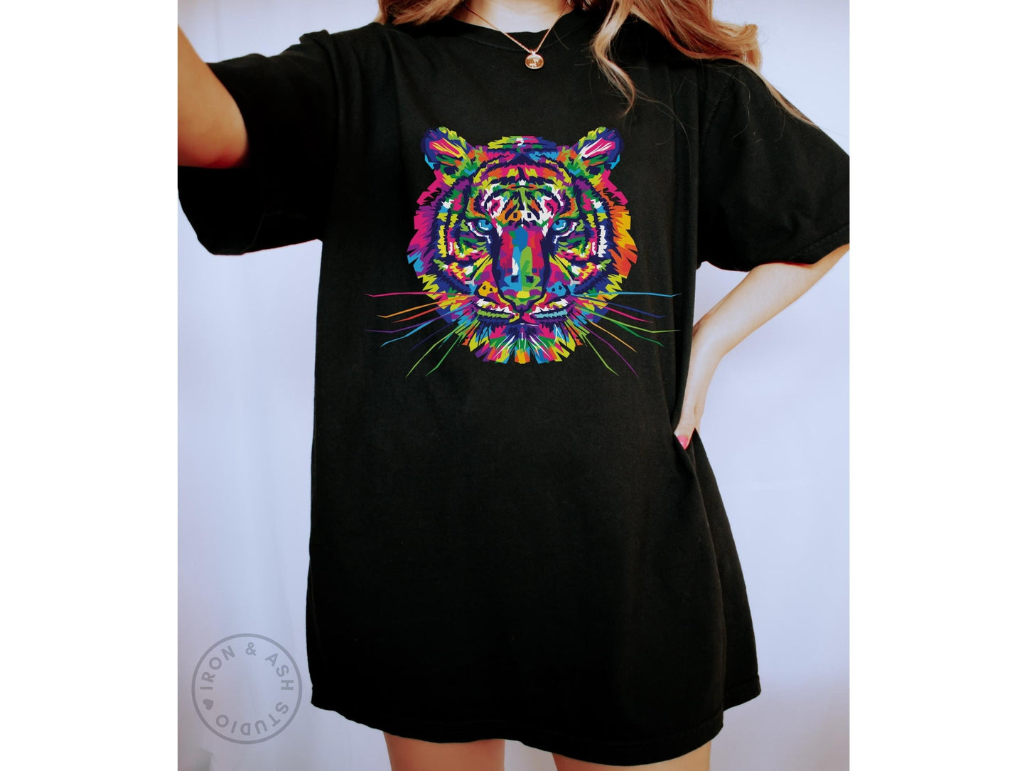Tiger T Shirt Comfort Color Tiger Graphic Tee Tiger Aesthetic Streetwear Indie Clothing Neon Jungle Cat Wild Animal Shirt Trendy Clothes