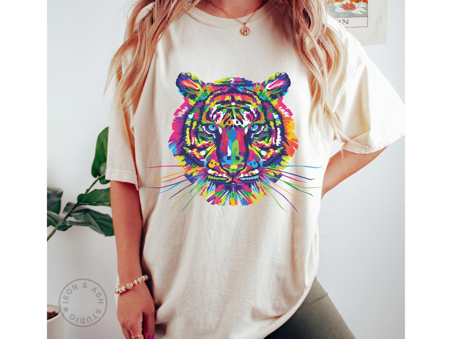 Tiger T Shirt Comfort Color Tiger Graphic Tee Tiger Aesthetic Streetwear Indie Clothing Neon Jungle Cat Wild Animal Shirt Trendy Clothes