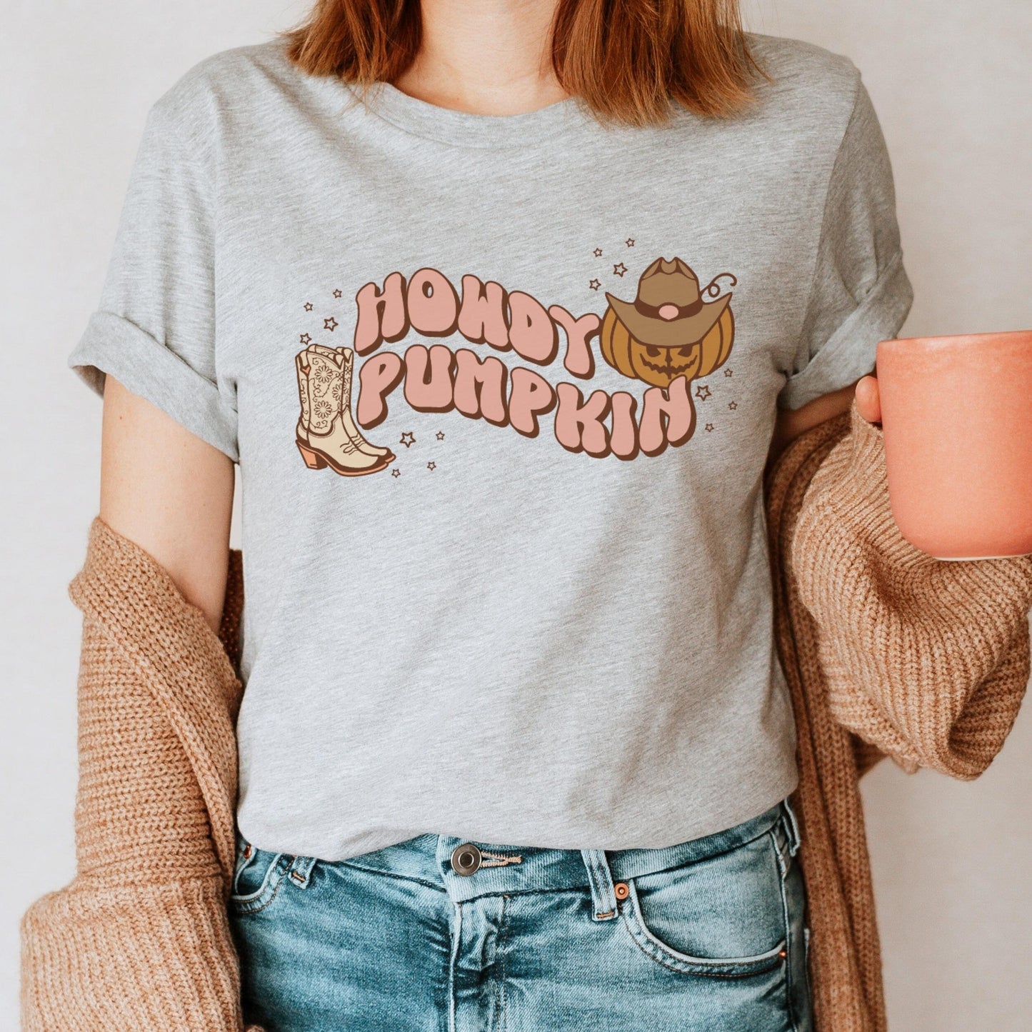 Retro Halloween Shirt, Howdy Pumpkin Western Shirt, Vintage Ghost Halloween Tee, Retro Fall TShirt, Fall Shirt, Funny Halloween Pumpkin Tee