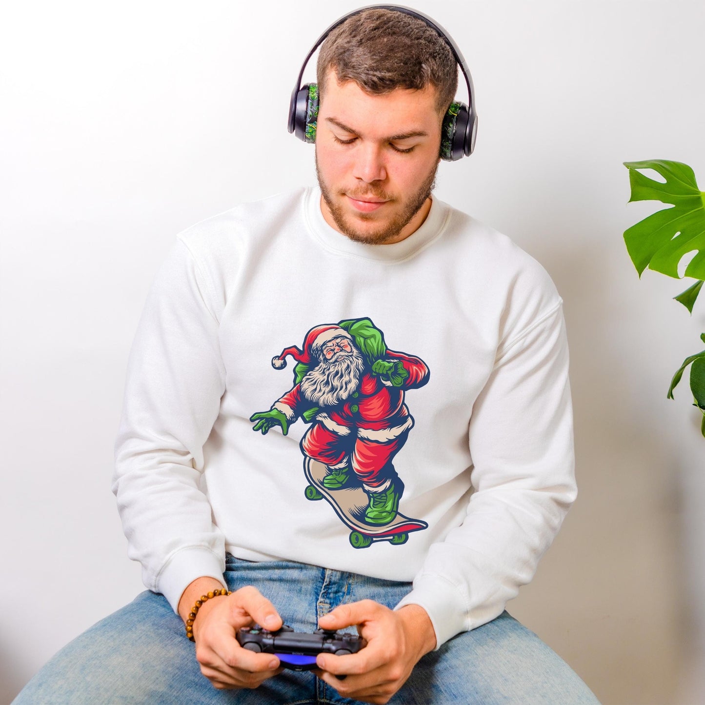 Skater Sweatshirt Christmas Skateboarder Gift for Him Boyfriend Christmas Skateboarding Santa Sweater Funny Santa Sweatshirt Skater Shirt