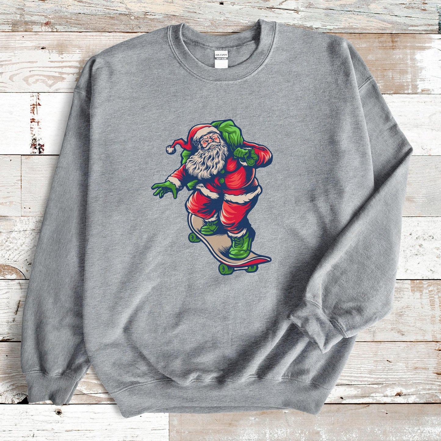 Skater Sweatshirt Christmas Skateboarder Gift for Him Boyfriend Christmas Skateboarding Santa Sweater Funny Santa Sweatshirt Skater Shirt