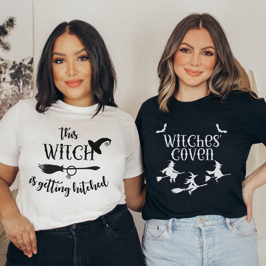 Halloween Bachelorette Shirts, This Witch Is Getting Hitched, Fall Group Wedding Party TShirts, Salem Bach Party, Fall Bridesmaids Funny Tee