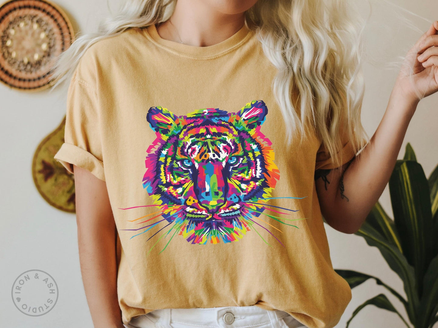 Tiger T Shirt Comfort Color Tiger Graphic Tee Tiger Aesthetic Streetwear Indie Clothing Neon Jungle Cat Wild Animal Shirt Trendy Clothes