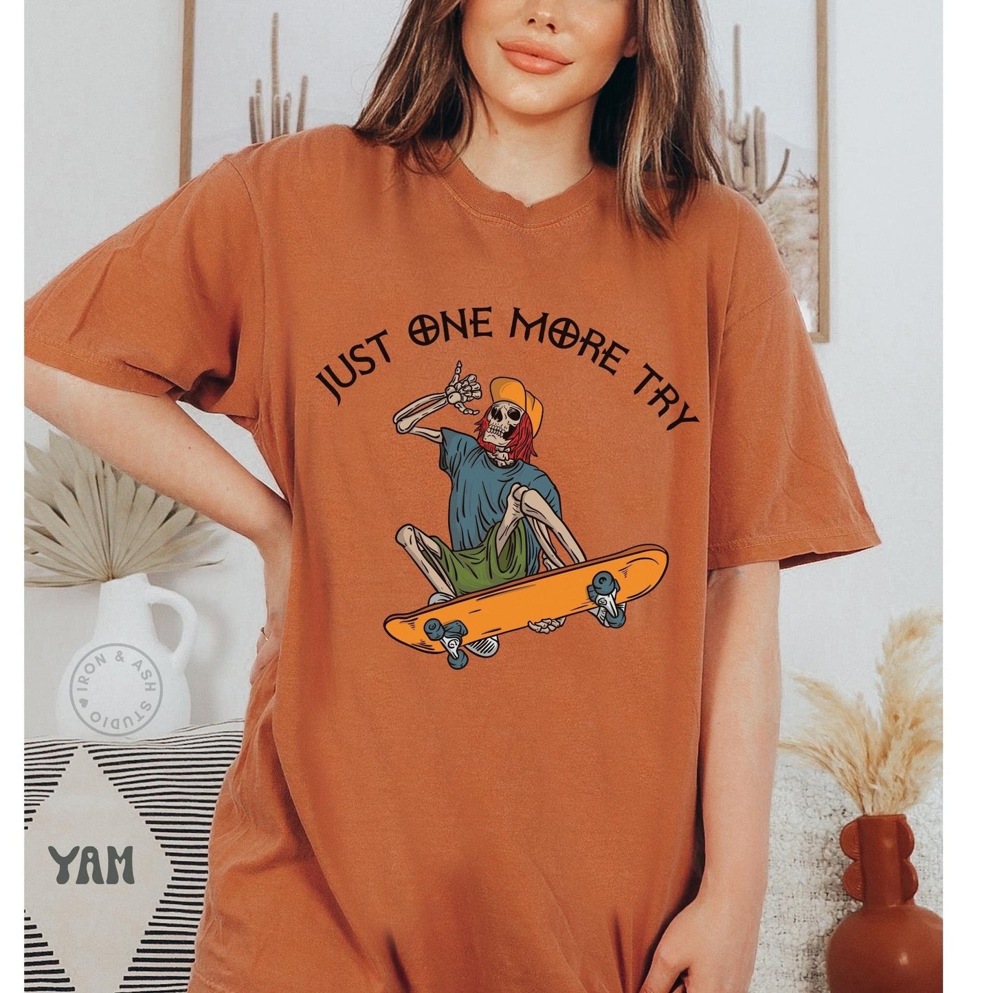 Skateboarder Skeleton Shirt - Skater T-Shirts for Women - Skateboarding Gift - Comfort Colors Yam TShirt