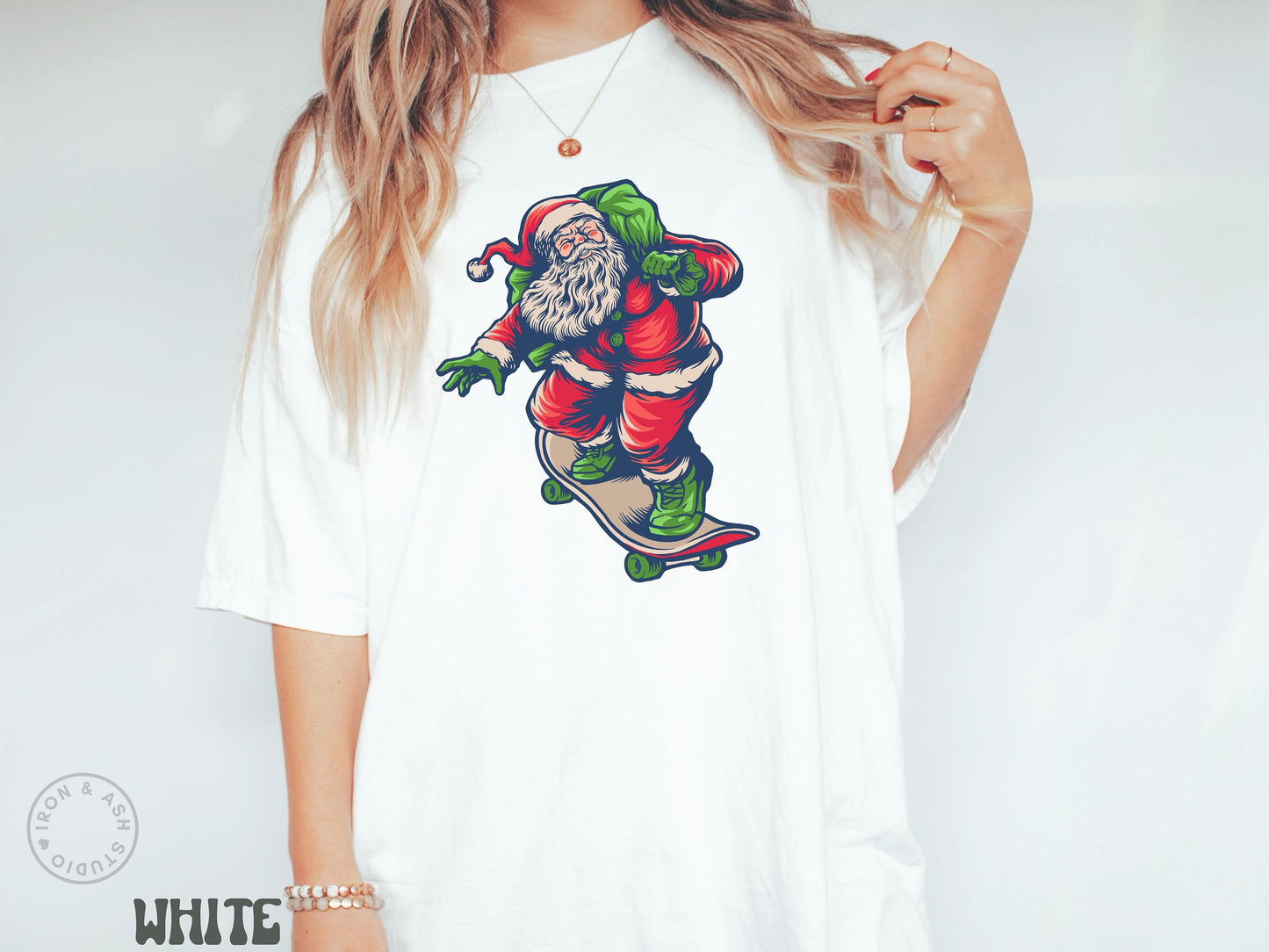 Funny Skater Santa Shirt Skateboarder Shirt Gift for Skater Mens Santa Comfort Color Gifts For Him Boyfriend Christmas Skater