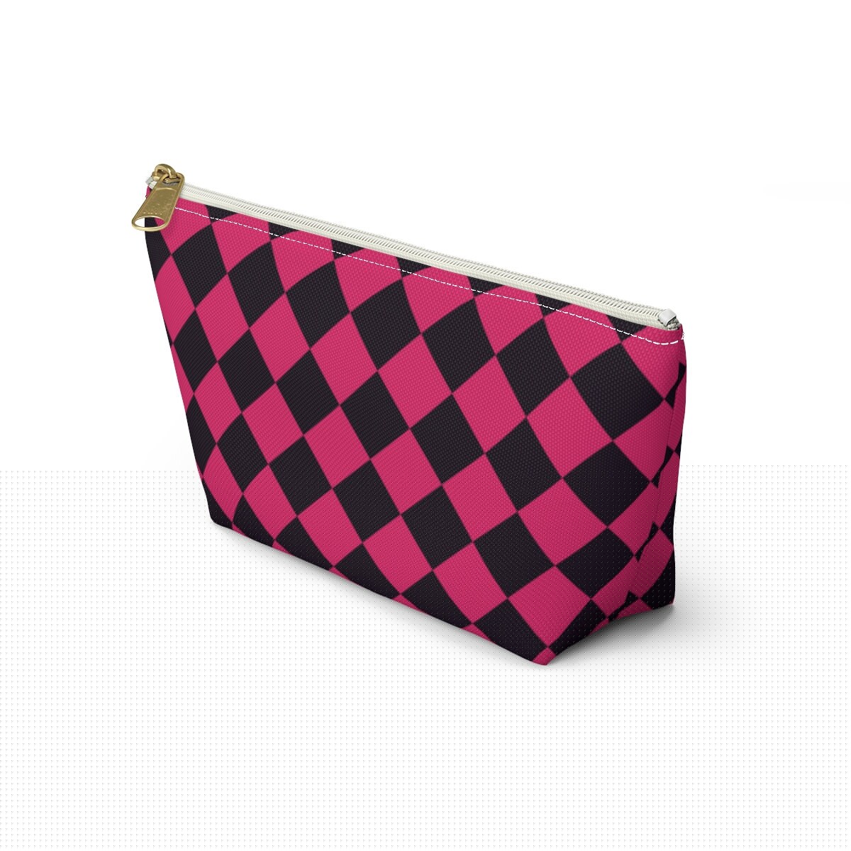 Checkered Makeup Bag Hot Pink Cosmetic Case, Cosmetic Travel Bag, Makeup Toiletry Bag Women, Checkered Makeup Accessory Tote, Makeup Lover