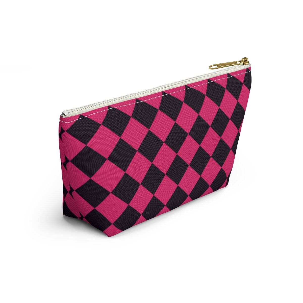 Checkered Makeup Bag Hot Pink Cosmetic Case, Cosmetic Travel Bag, Makeup Toiletry Bag Women, Checkered Makeup Accessory Tote, Makeup Lover