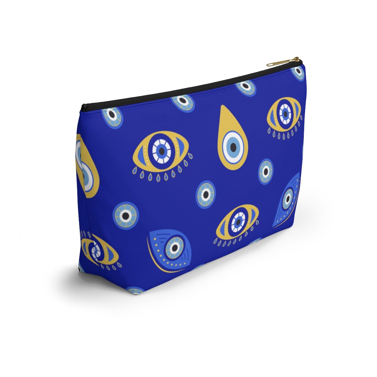 Evil Eye Makeup Bag Accessory Pouch, Greek Evil Eye Gift, Mystical Zippered Cosmetic Pouch, Blue Evil Eye Pouch, Toiletry Bag Greek Gift