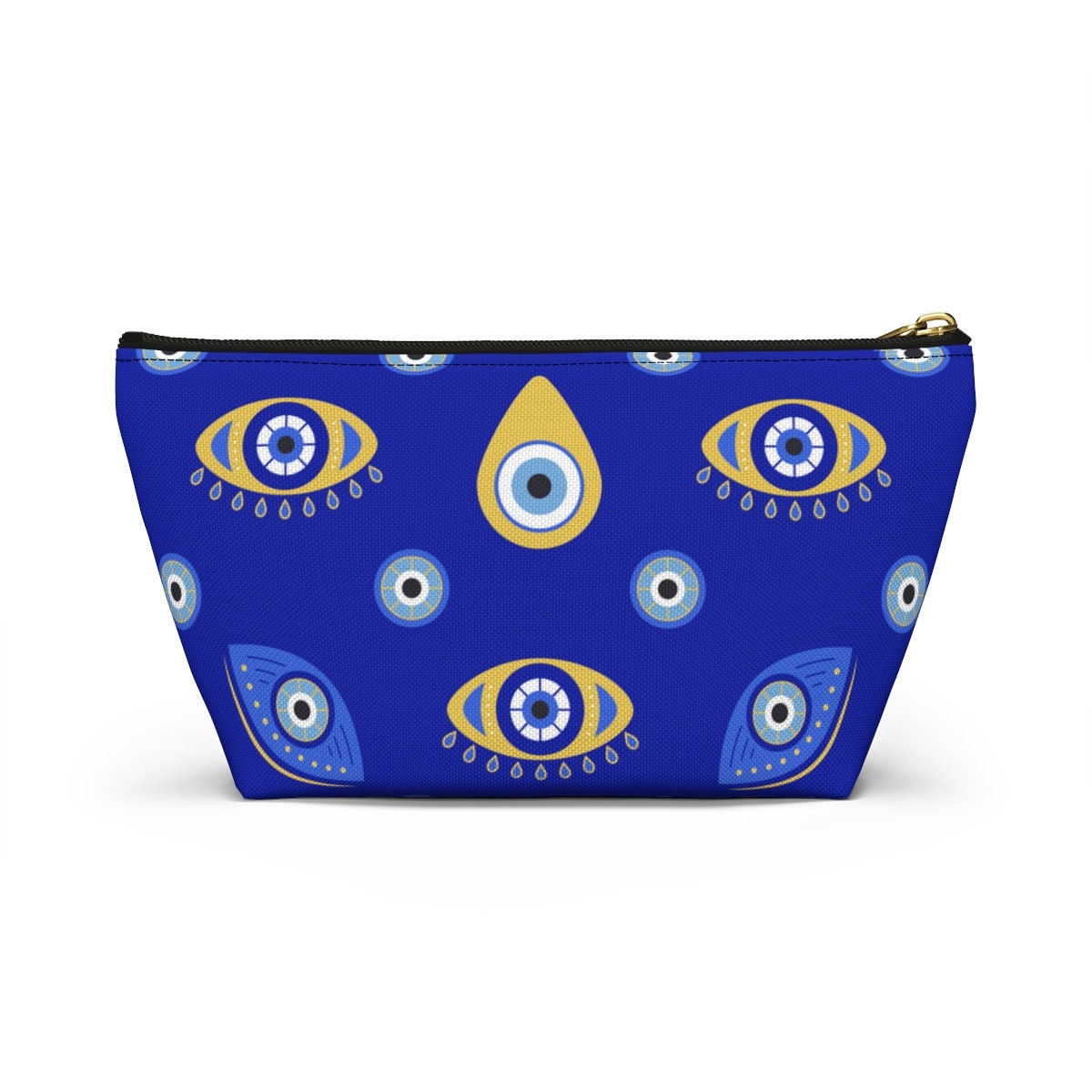Evil Eye Makeup Bag Accessory Pouch, Greek Evil Eye Gift, Mystical Zippered Cosmetic Pouch, Blue Evil Eye Pouch, Toiletry Bag Greek Gift