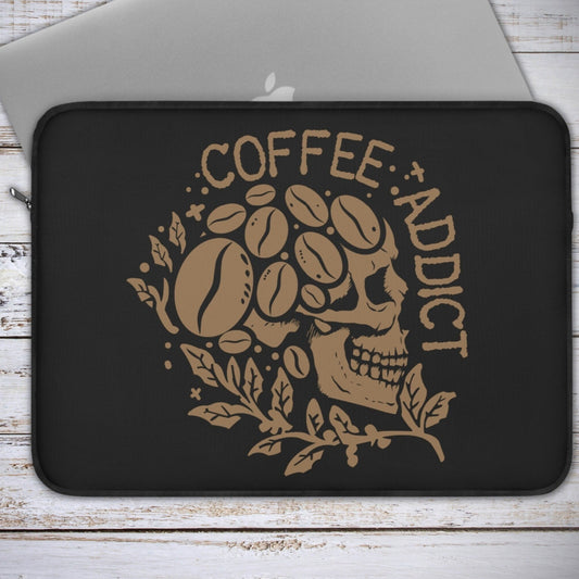 Coffee Laptop Sleeve, Coffee Addict Gift Laptop Case, Macbook Sleeve, PC Sleeves, Laptop Sleeve 12 13 15 inch, Skull Laptop Soft Case