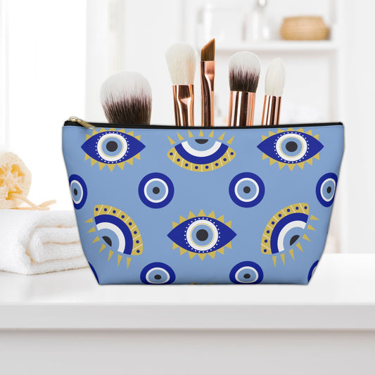 Evil Eye Makeup Bag, Cosmetic Bag For Women, Cute Makeup Bag, Evil Eye Pouch, Zipper Cosmetic Bag, Greek Evil Eye Gift Cosmetic Toiletry Bag