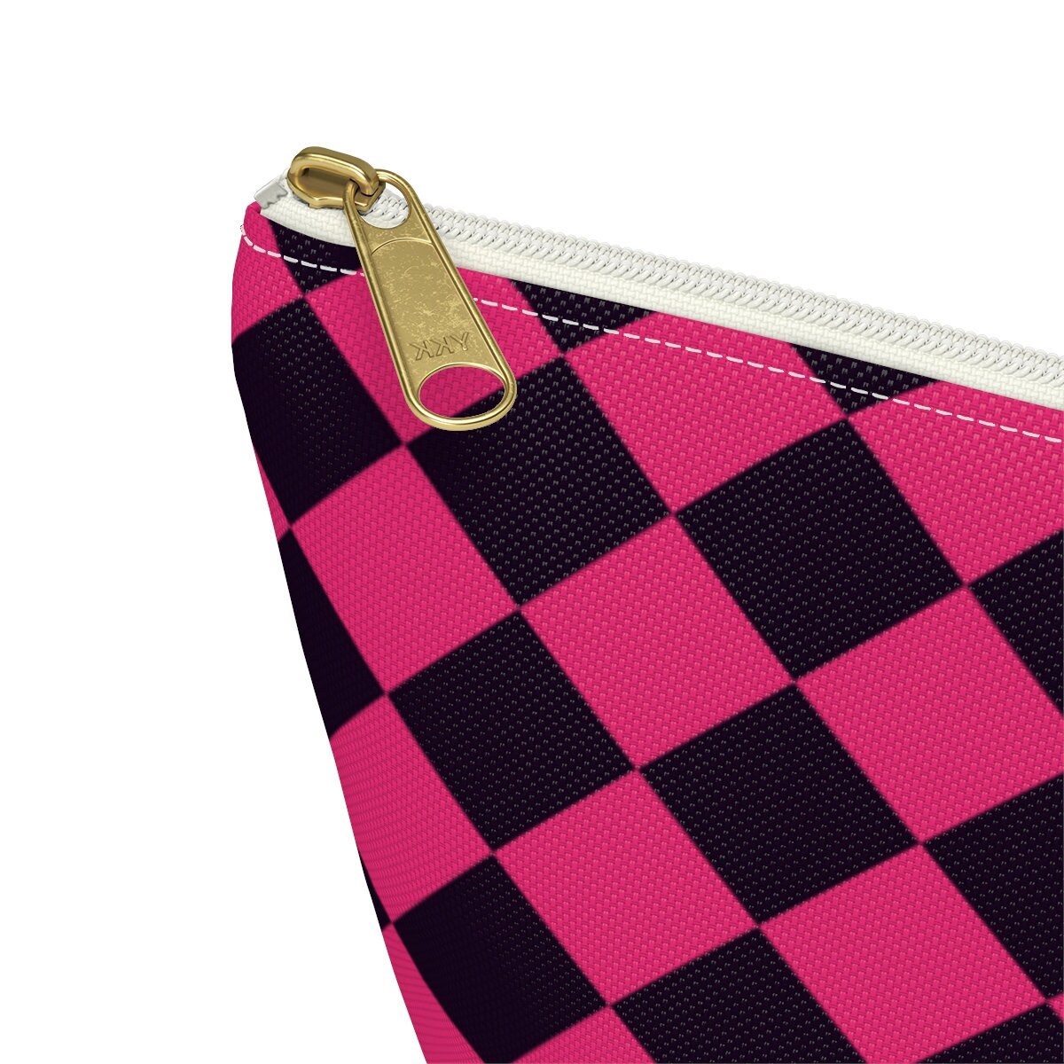 Checkered Makeup Bag Hot Pink Cosmetic Case, Cosmetic Travel Bag, Makeup Toiletry Bag Women, Checkered Makeup Accessory Tote, Makeup Lover