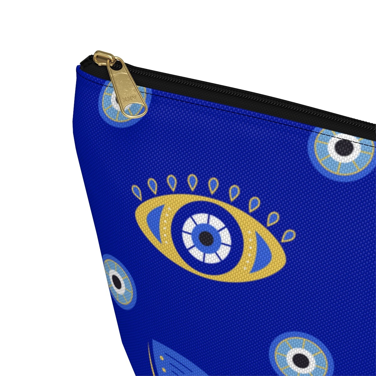Evil Eye Makeup Bag Accessory Pouch, Greek Evil Eye Gift, Mystical Zippered Cosmetic Pouch, Blue Evil Eye Pouch, Toiletry Bag Greek Gift
