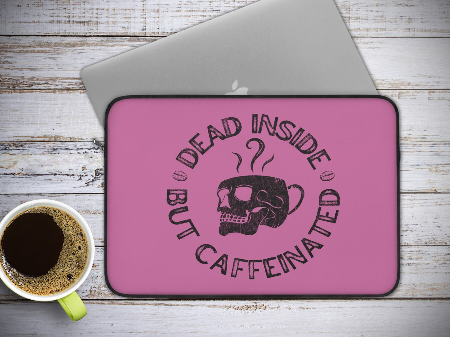 Dead Inside But Caffeinated Laptop Sleeve, Soft laptop sleeve, Skull Laptop Sleeve, Macbook Case, Macbook Sleeve, Skull Macbook Sleeve, Case