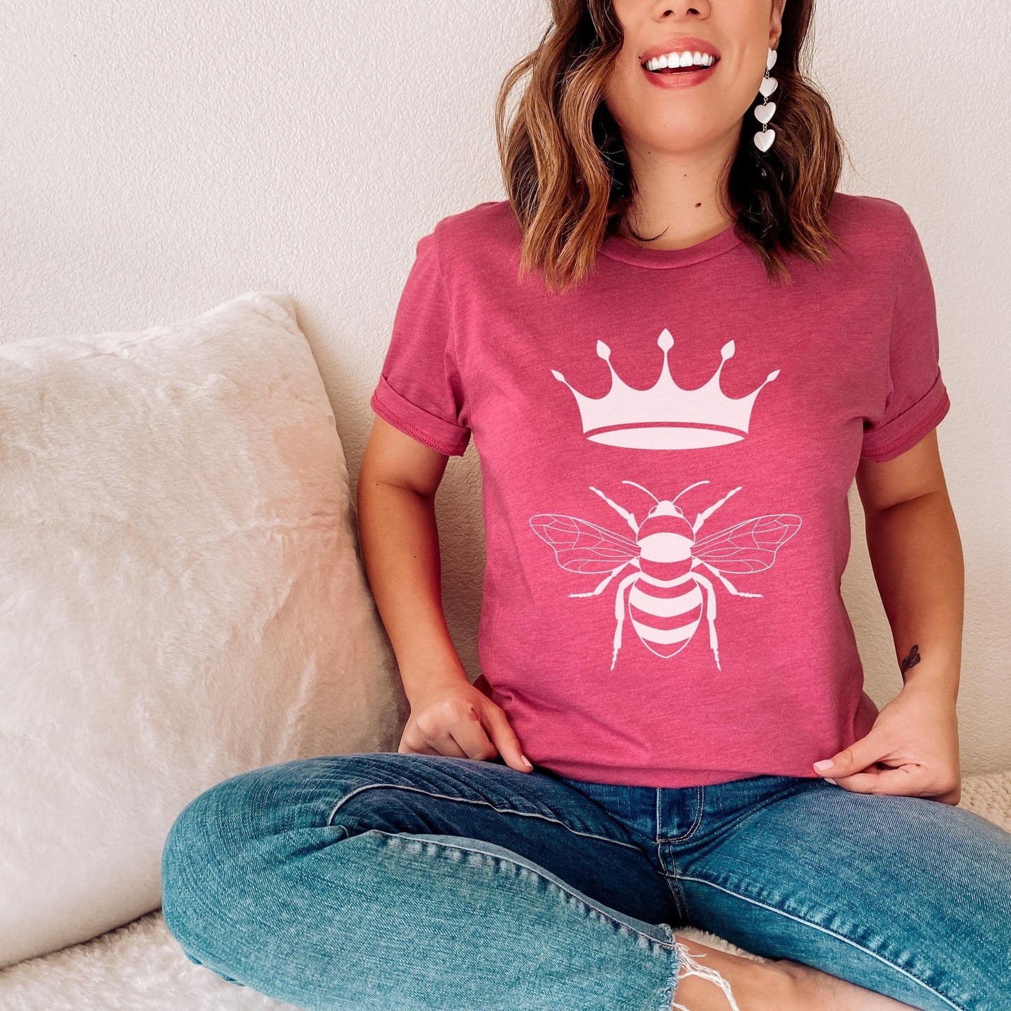 Queen Bee Bella+Canvas T-Shirt - Women's Clothing - Heather Raspberry Tshirt