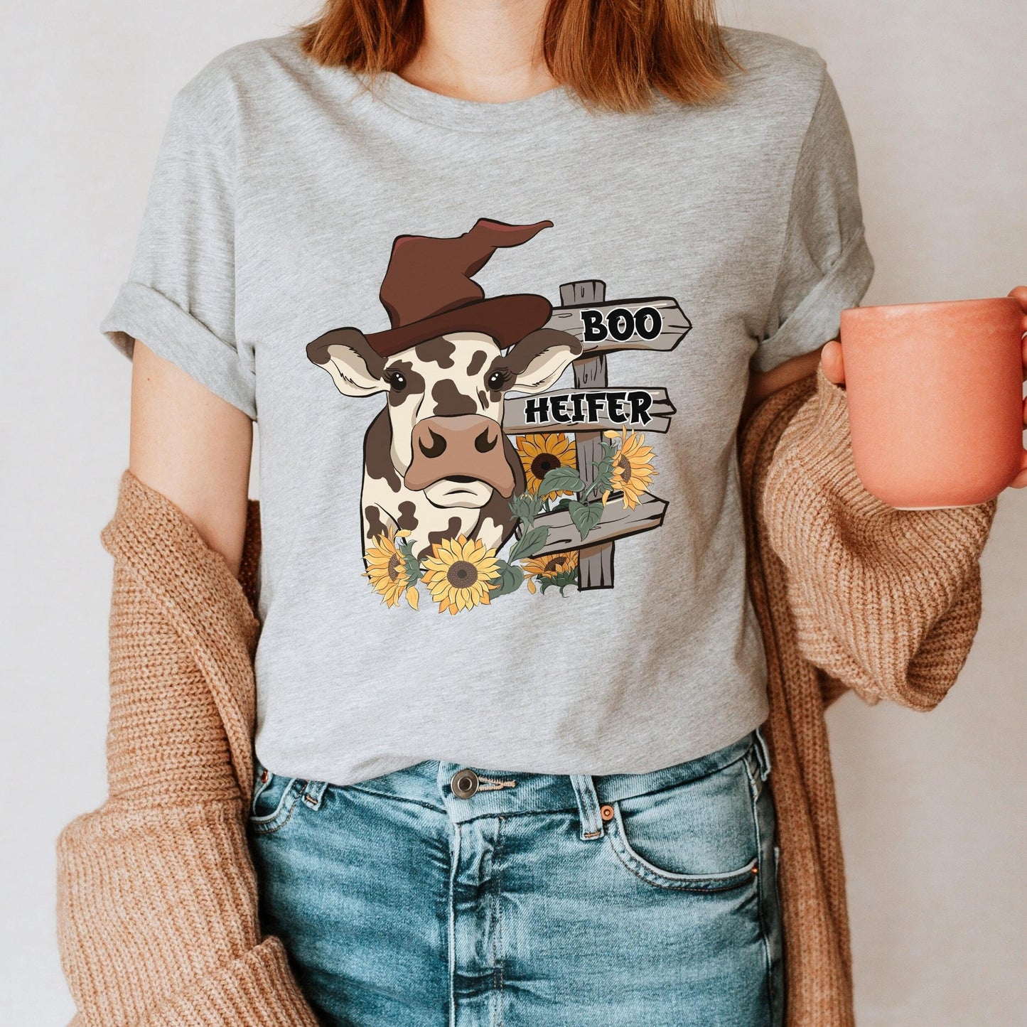 Boo Heifer Shirt, Cow Halloween Shirt, Funny Cow T-Shirt , Halloween Party, Boo I Mean Moo Shirt, Funny Halloween Shirt, Cow Lover Gift Women