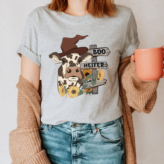 Boo Heifer Shirt, Cow Halloween Shirt, Funny Cow T-Shirt , Halloween Party, Boo I Mean Moo Shirt, Funny Halloween Shirt, Cow Lover Gift Women