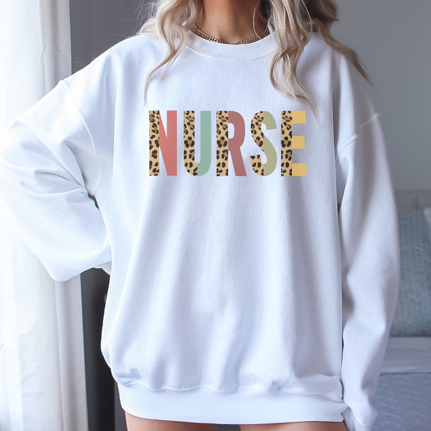 Leopard Nurse Sweatshirt, Cute RN Sweater, Nurse Shirts Apparel, Leopard Print LPN Apparel, RN LPN Graduation Gift, Nurse Appreciation Gift