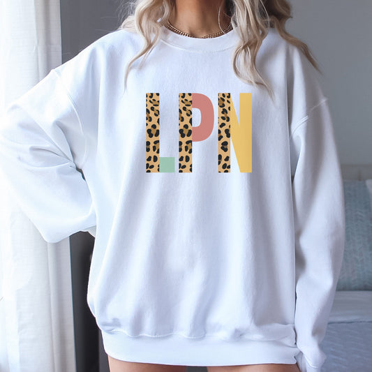 LPN Sweatshirt, Leopard Nurse Sweater, LPN gift, Gift for Nurse, Nurses Appreciation Week Gift, Leopard LPN Crewneck, Lpn Student Gift