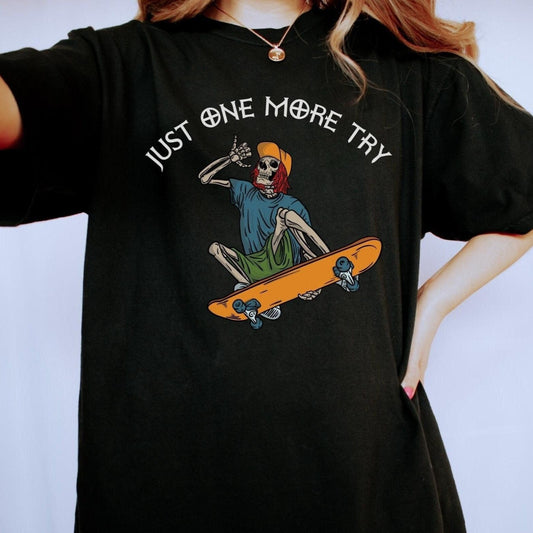 Skateboarder Skeleton Shirt - Skater T-Shirts for Men - Skateboarding Gift - Comfort Colors Black TShirt