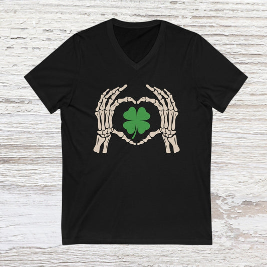 Skeleton Shamrock Shirt Funny St Patricks Day Tee Lucky Heart 4 Leaf Clover TShirt St Paddys Day Shirt for Women Cute Teacher Saint Patricks