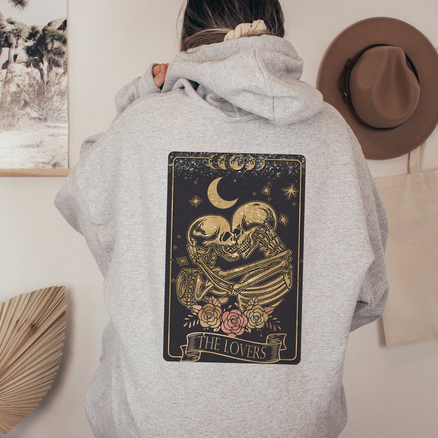 The Lovers Tarot Hoodie, Emo Hoodies, Tarot Card Hoodie, Skelton Tarot, Witchy Gifts, Dark Academia Emo, Mystic Hoodie, Witchy Clothing