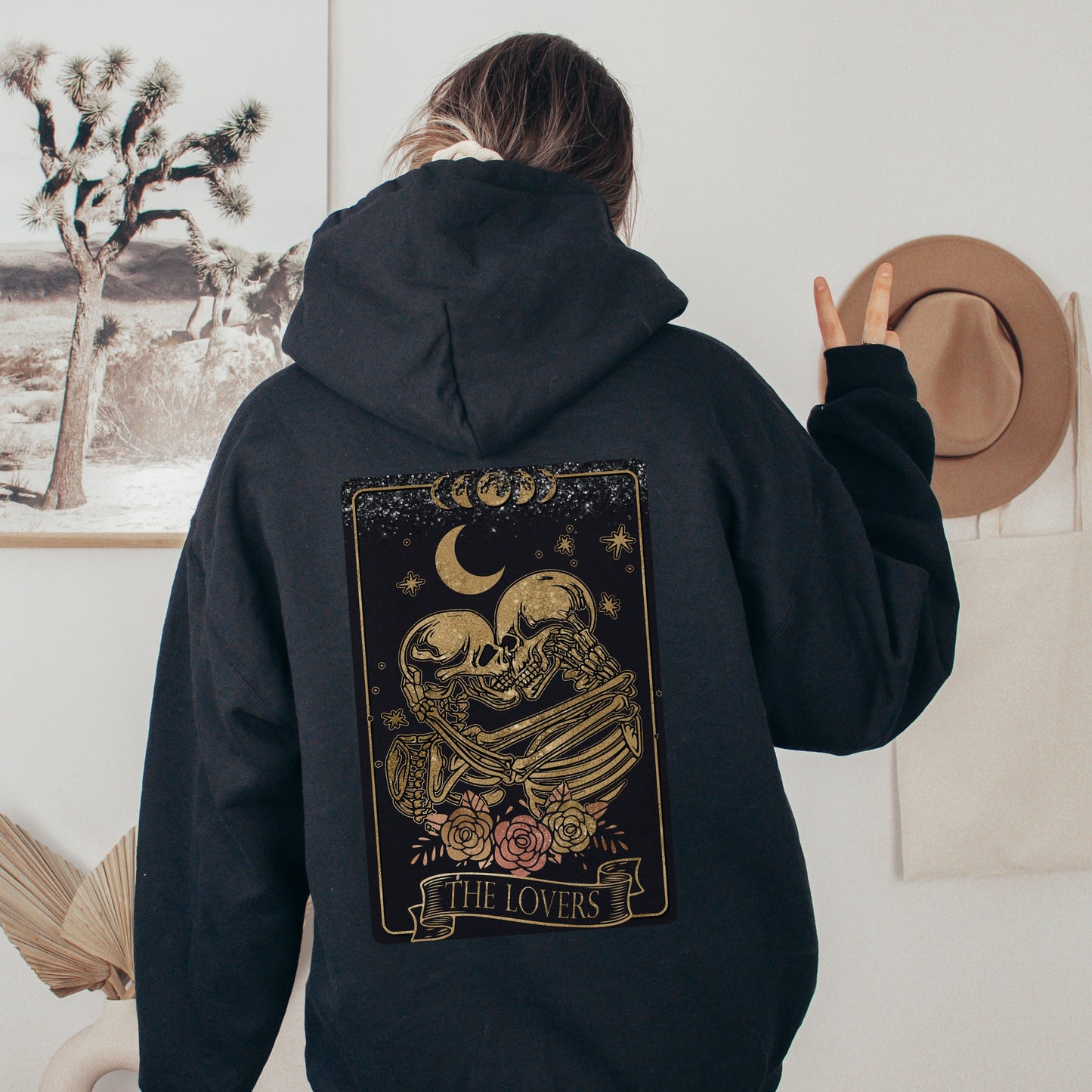The Lovers Tarot Hoodie, Emo Hoodies, Tarot Card Hoodie, Skelton Tarot, Witchy Gifts, Dark Academia Emo, Mystic Hoodie, Witchy Clothing