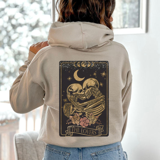 The Lovers Tarot Hoodie, Emo Hoodies, Tarot Card Hoodie, Skelton Tarot, Witchy Gifts, Dark Academia Emo, Mystic Hoodie, Witchy Clothing