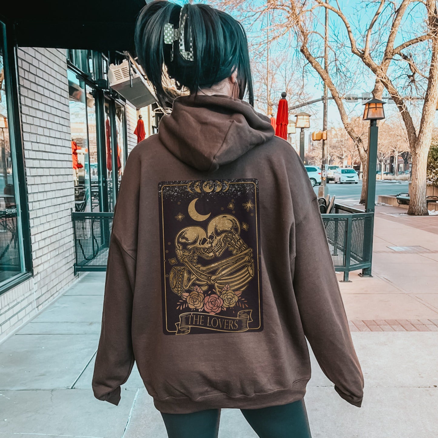 The Lovers Tarot Hoodie, Emo Hoodies, Tarot Card Hoodie, Skelton Tarot, Witchy Gifts, Dark Academia Emo, Mystic Hoodie, Witchy Clothing