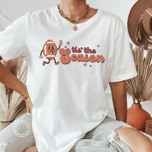 Tis The Season Football Shirt Retro Football Shirt Football Mom TShirt Game Day Tailgate Clothes Womens Football Tshirt Fall Crewneck Tee