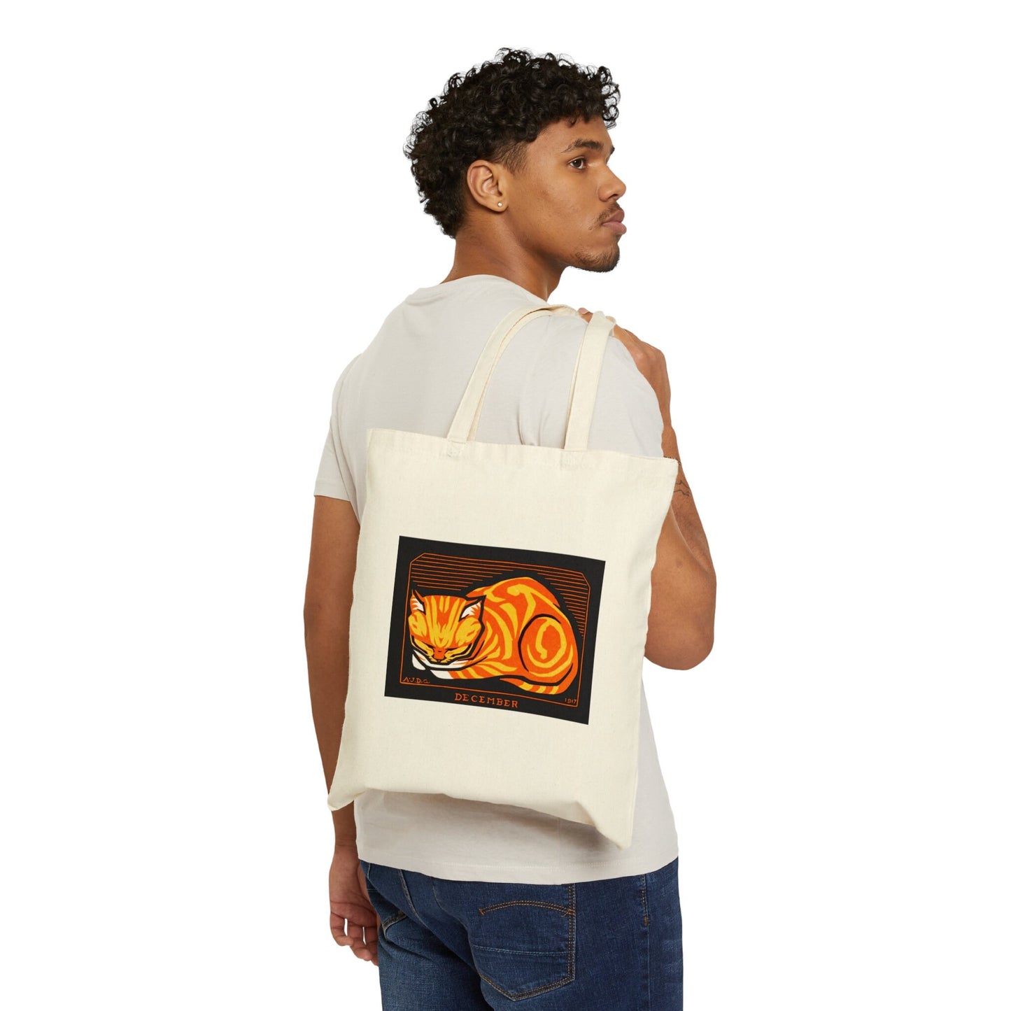 Cat Tote Bag Julie de Graag Cotton Canvas Tote Bag Vintage Tote Bag Orange Cat Gifts Vintage Cat Print Shoulder Bag Artsy Aesthetic book Bag