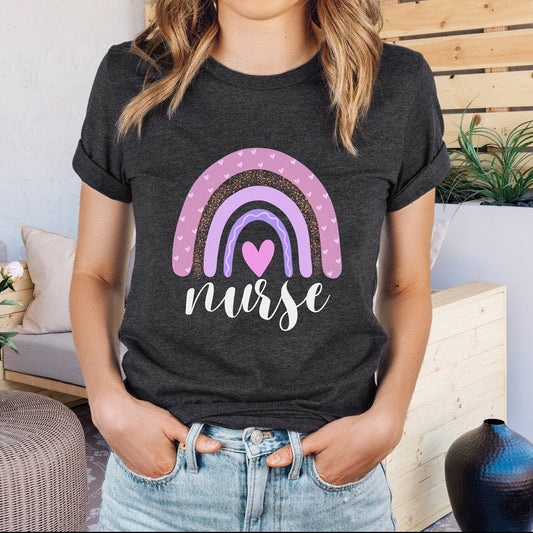 Nurse Rainbow Shirt, Cute Nurse Tshirt, Pink rn T-shirt, RN Tee, Retro shirt for RN LPN shirt, gift for nurse, student nurse Graduation Gift