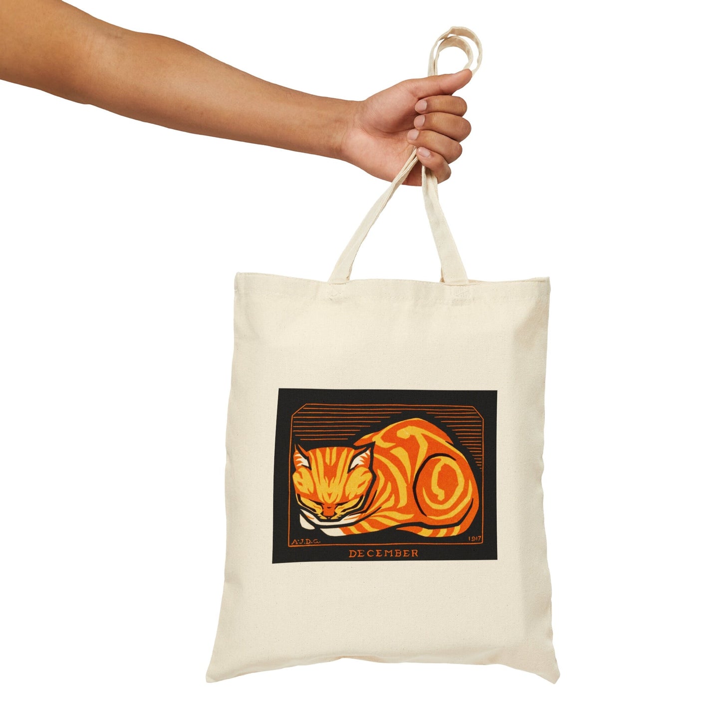Cat Tote Bag Julie de Graag Cotton Canvas Tote Bag Vintage Tote Bag Orange Cat Gifts Vintage Cat Print Shoulder Bag Artsy Aesthetic book Bag