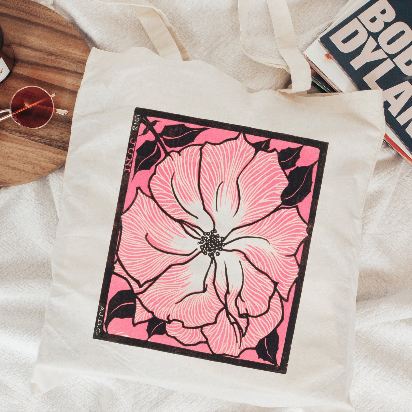 Floral Tote Bag Julie de Graag Tote Vintage Print Flower Cotton Canvas Tote Bag Artsy Tote Bag Botanical Print Wildflower Tote Bag Teacher
