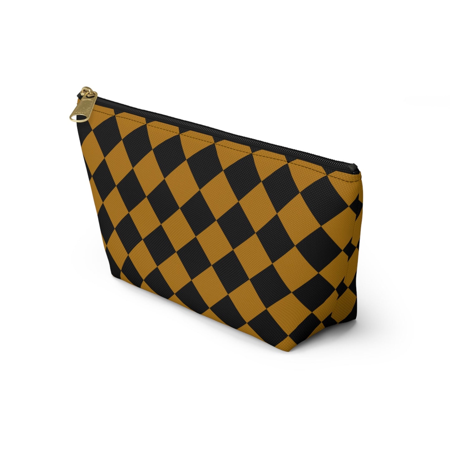 Checkered Makeup Bag Yellow Cosmetic Case, Cosmetic Travel Bag, Makeup Toiletry Bag Women, Checkered Makeup Accessory Tote, Makeup Lover