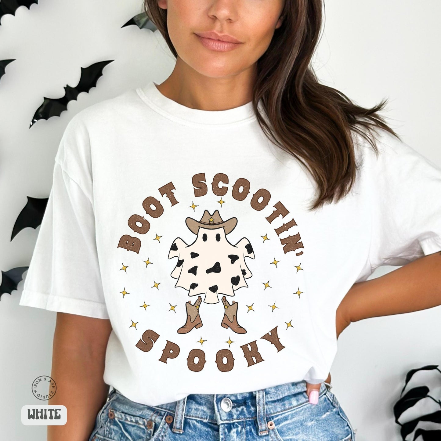 Boohaw Halloween Shirt Boot Scootin Boogy Comfort Colors Skeleton TShirt Western Halloween Cowgirl Ghost Shirt Spooky Ghost Howdy Boo Shirt