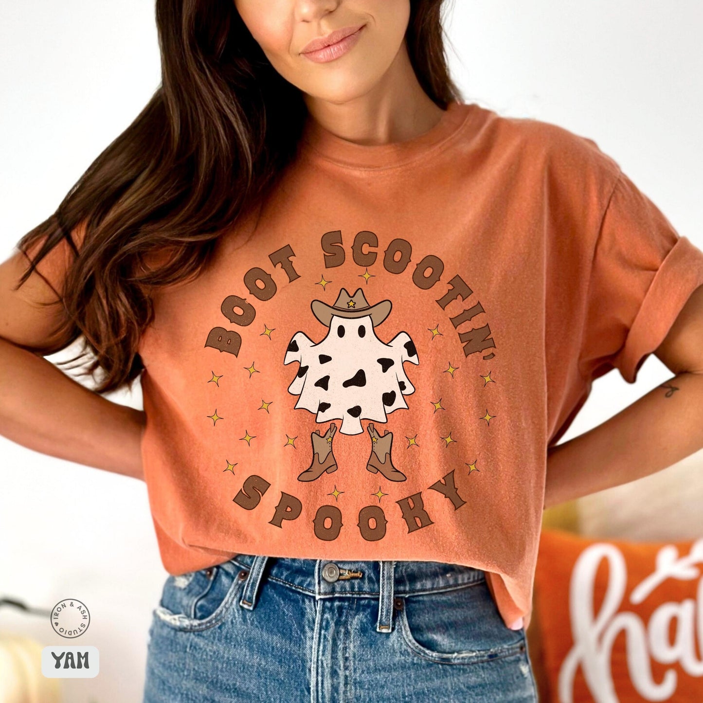 Boohaw Halloween Shirt Boot Scootin Boogy Comfort Colors Skeleton TShirt Western Halloween Cowgirl Ghost Shirt Spooky Ghost Howdy Boo Shirt