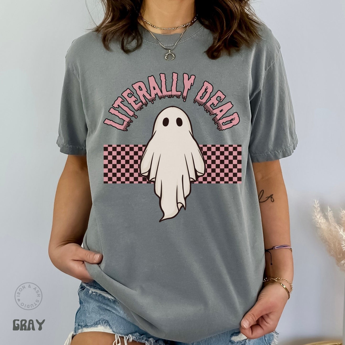 Funny Ghost Shirt Comfort Colors Ghost TShirt Retro Ghost Shirts Pink Halloween Shirt Literally Dead Night Out Funny Fall