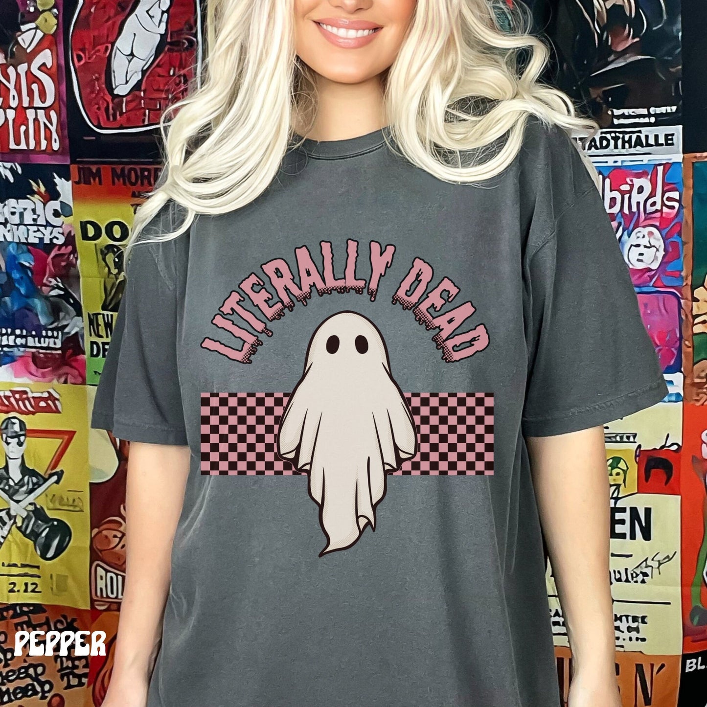Funny Ghost Shirt Comfort Colors Ghost TShirt Retro Ghost Shirts Pink Halloween Shirt Literally Dead Night Out Funny Fall