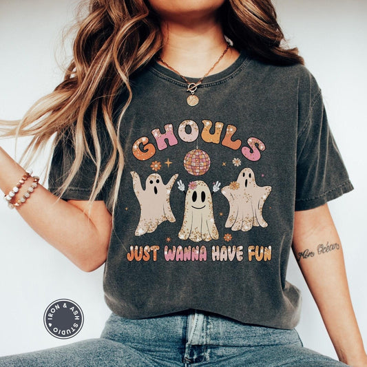 Retro Halloween Comfort Colors shirt, Ghouls Just Wanna Have Fun Shirt, Retro Halloween Shirt, Ghost Shirt, Ghouls Night Out Shirt