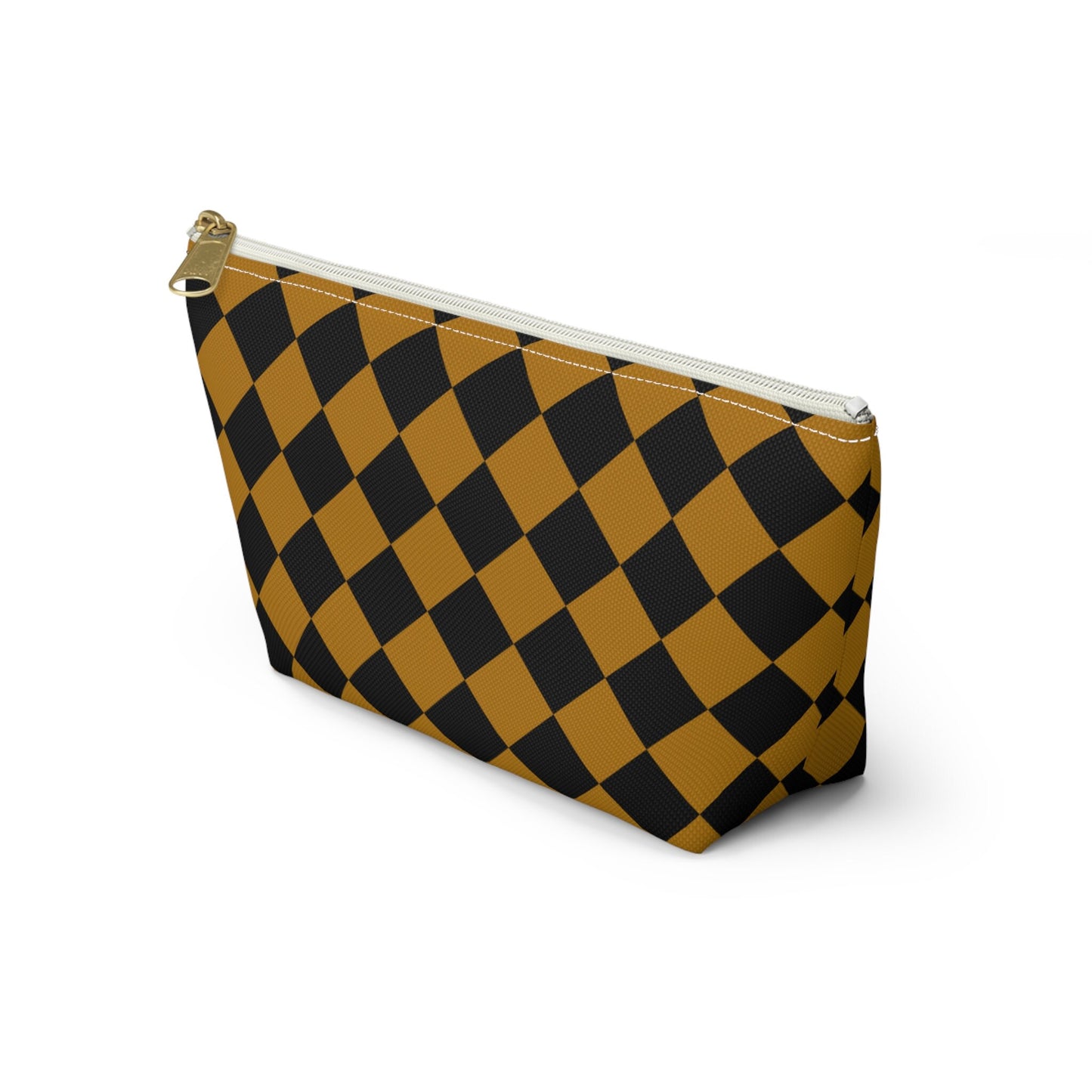 Checkered Makeup Bag Yellow Cosmetic Case, Cosmetic Travel Bag, Makeup Toiletry Bag Women, Checkered Makeup Accessory Tote, Makeup Lover