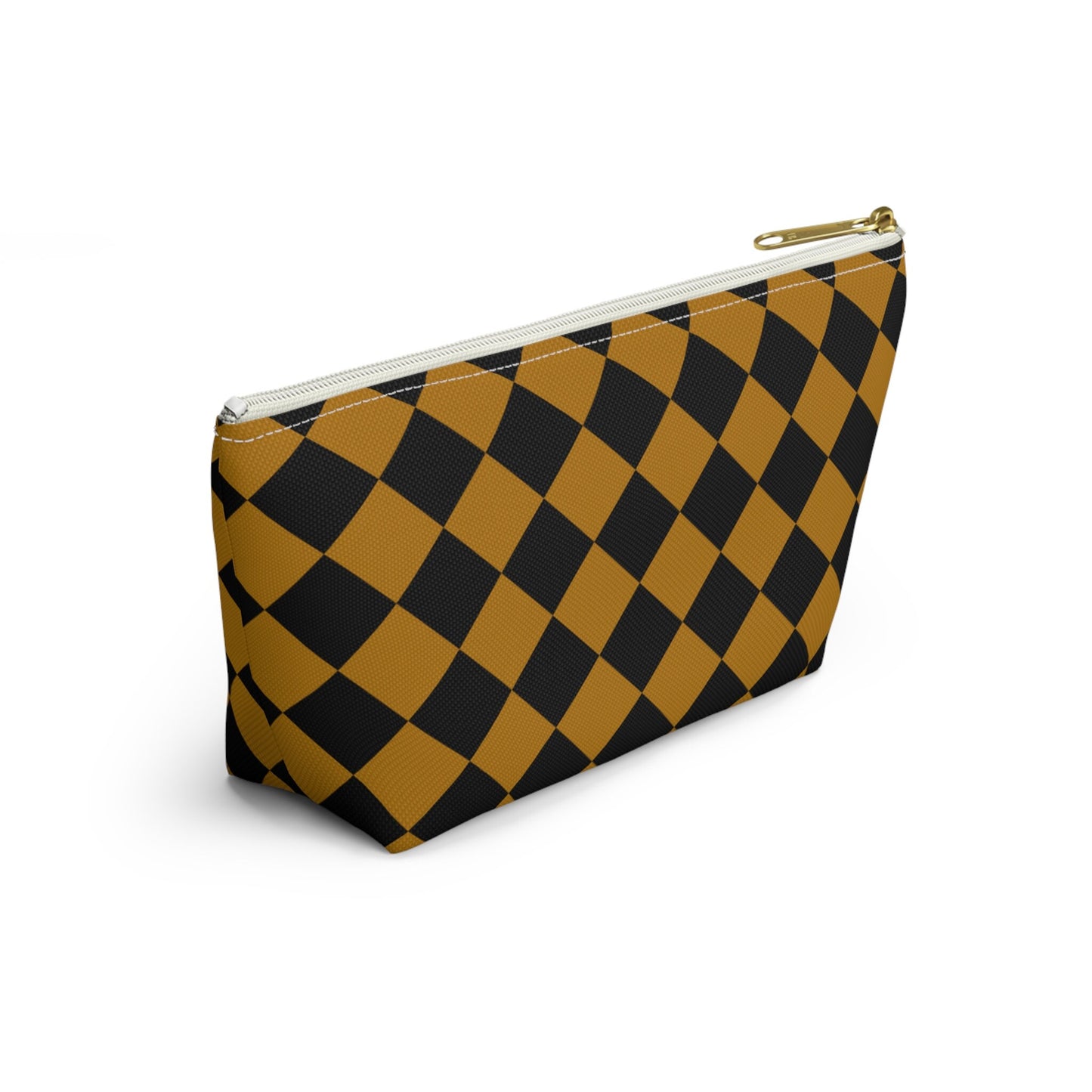 Checkered Makeup Bag Yellow Cosmetic Case, Cosmetic Travel Bag, Makeup Toiletry Bag Women, Checkered Makeup Accessory Tote, Makeup Lover