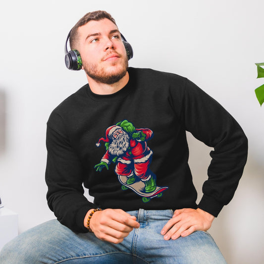 Skater Sweatshirt Christmas Skateboarder Gift for Him Boyfriend Christmas Skateboarding Santa Sweater Funny Santa Sweatshirt Skater Shirt