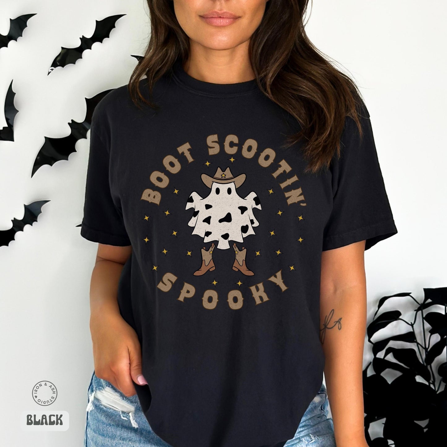 Boohaw Halloween Shirt Boot Scootin Boogy Comfort Colors Skeleton TShirt Western Halloween Cowgirl Ghost Shirt Spooky Ghost Howdy Boo Shirt