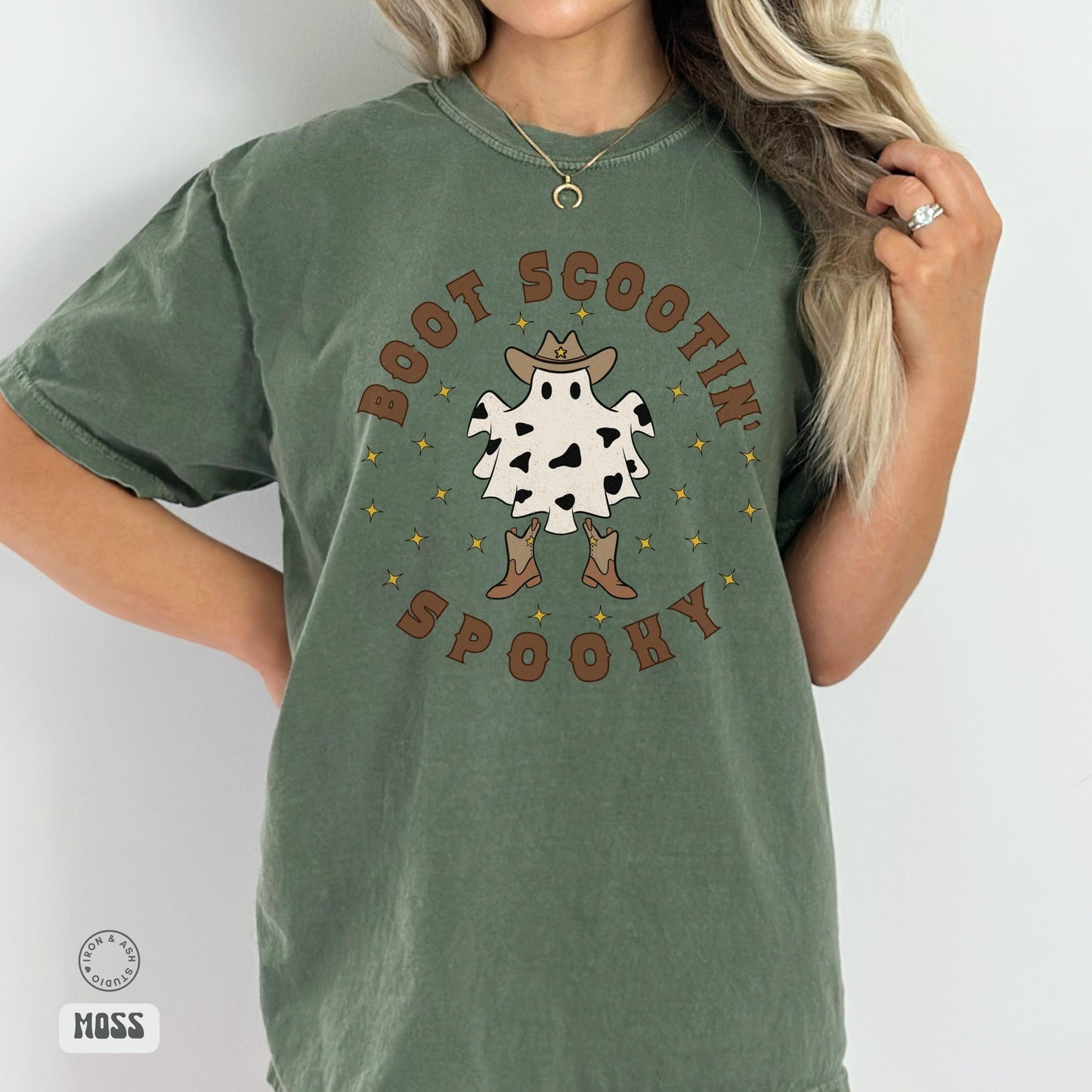 Boohaw Halloween Shirt Boot Scootin Boogy Comfort Colors Skeleton TShirt Western Halloween Cowgirl Ghost Shirt Spooky Ghost Howdy Boo Shirt