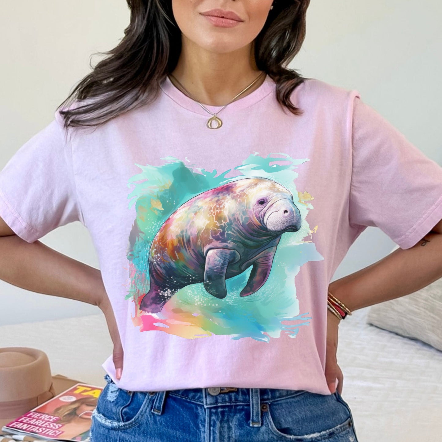 Manatee Shirt Watercolor Manatee TShirt Manatee Gifts Save the Manatee T Shirt Manatee Art Floaty Potato Tee Cute Manatee Lover Tee Shirt