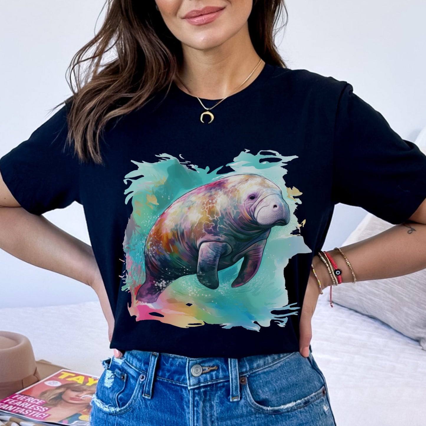 Manatee Shirt Watercolor Manatee TShirt Manatee Gifts Save the Manatee T Shirt Manatee Art Floaty Potato Tee Cute Manatee Lover Tee Shirt