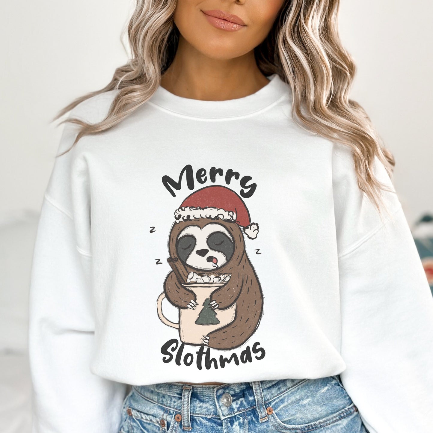 Merry Slothmas Christmas Sweater, Funny Christmas Sweatshirt Women, Christmas Family Sweatshirts, Funny Sloth Shirt, Sloth Lover Gift Sweats
