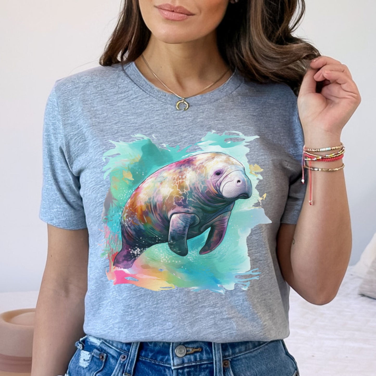 Manatee Shirt Watercolor Manatee TShirt Manatee Gifts Save the Manatee T Shirt Manatee Art Floaty Potato Tee Cute Manatee Lover Tee Shirt