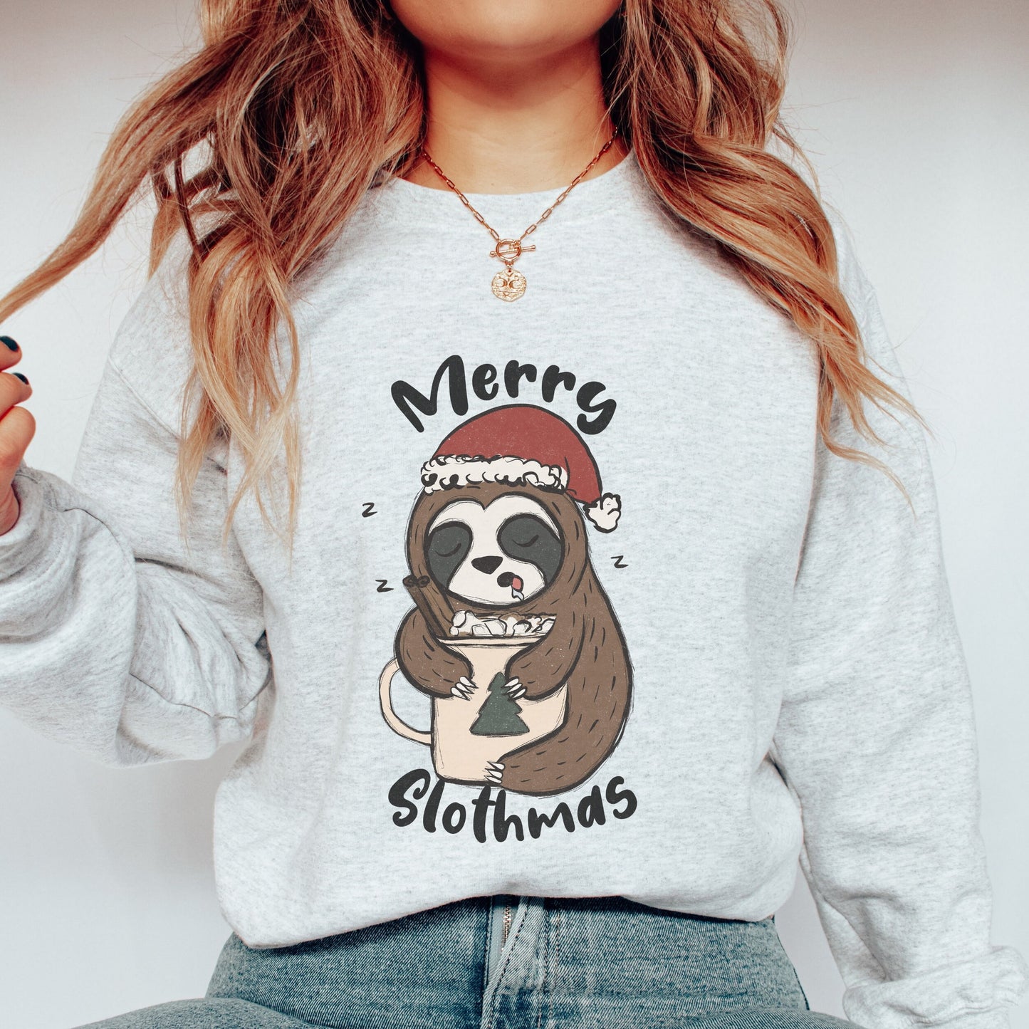 Merry Slothmas Christmas Sweater, Funny Christmas Sweatshirt Women, Christmas Family Sweatshirts, Funny Sloth Shirt, Sloth Lover Gift Sweats
